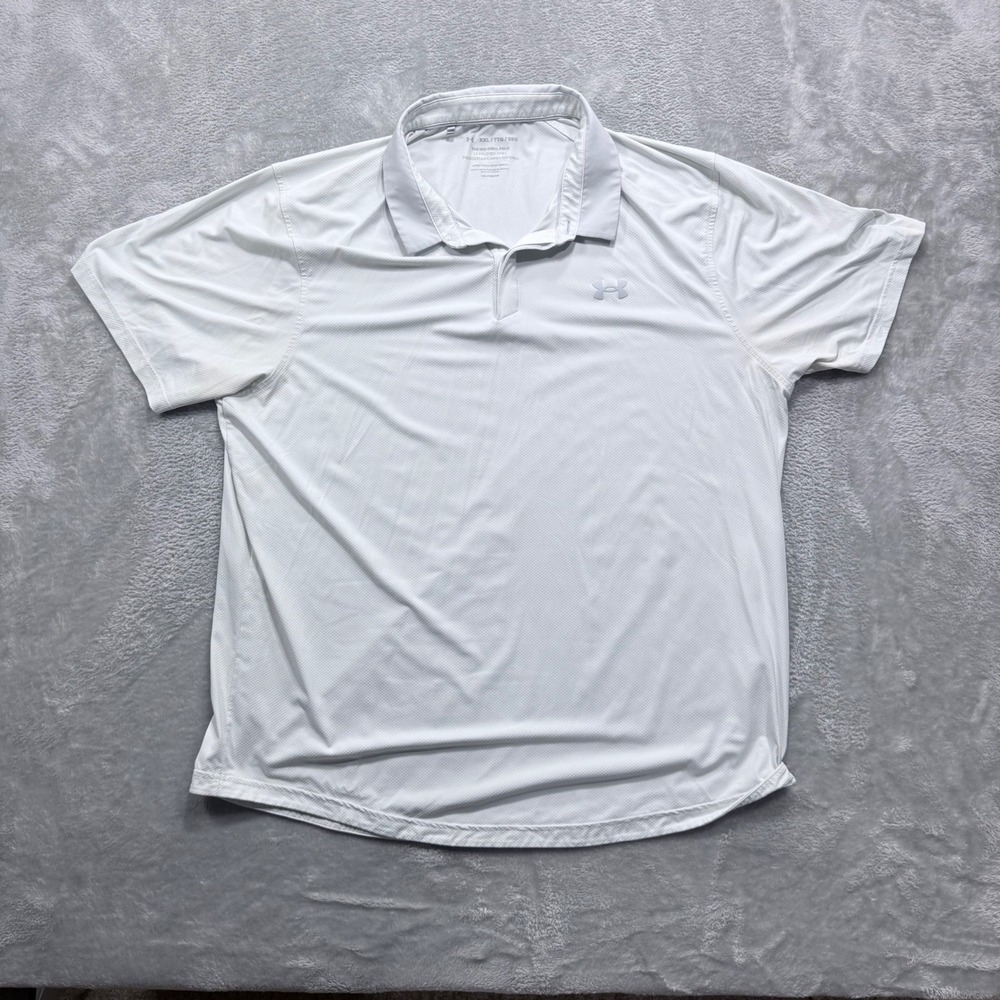 Under Armour Iso-Chill Polo Mens XXL White Short Sleeve‎ HeatGear Golf Shirt